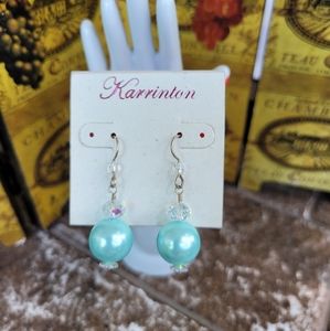 Karrington Swarovski pearl turquoise drop earrings